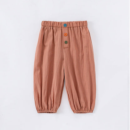 MyKids-USA® Children’s Comfortable Colorful Buttons Fashion Casual Plain Pants – Trousers