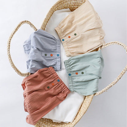 MyKids-USA® Children’s Comfortable Colorful Buttons Fashion Casual Plain Pants – Trousers