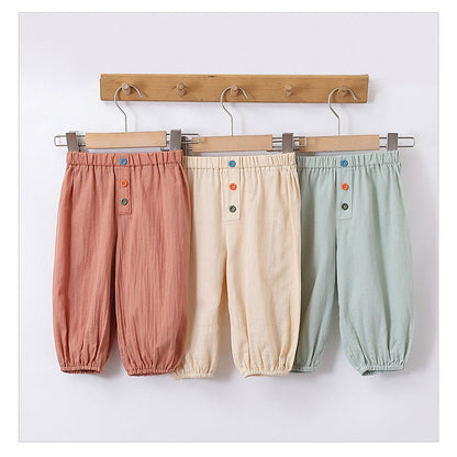 MyKids-USA® Children’s Comfortable Colorful Buttons Fashion Casual Plain Pants – Trousers