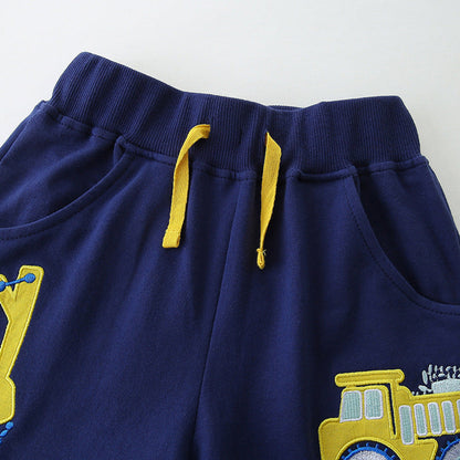MyKids-USA® Kids Boys Cotton Casual Style Cartoon Embroidered Shorts