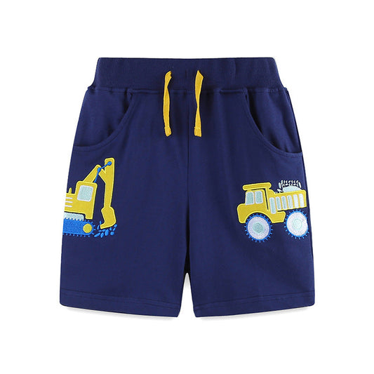 MyKids-USA® Kids Boys Cotton Casual Style Cartoon Embroidered Shorts
