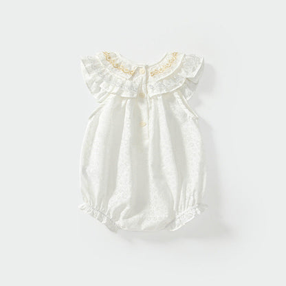 MyKids-USA® Baby Girls Sleeveless Simple Embroidery Pattern bodysuit