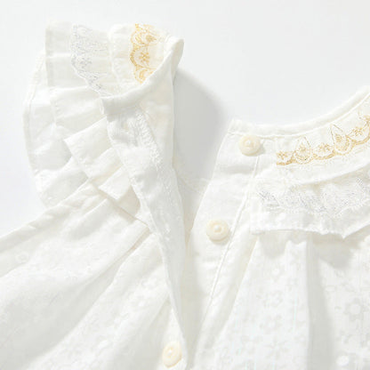 MyKids-USA® Baby Girls Sleeveless Simple Embroidery Pattern bodysuit