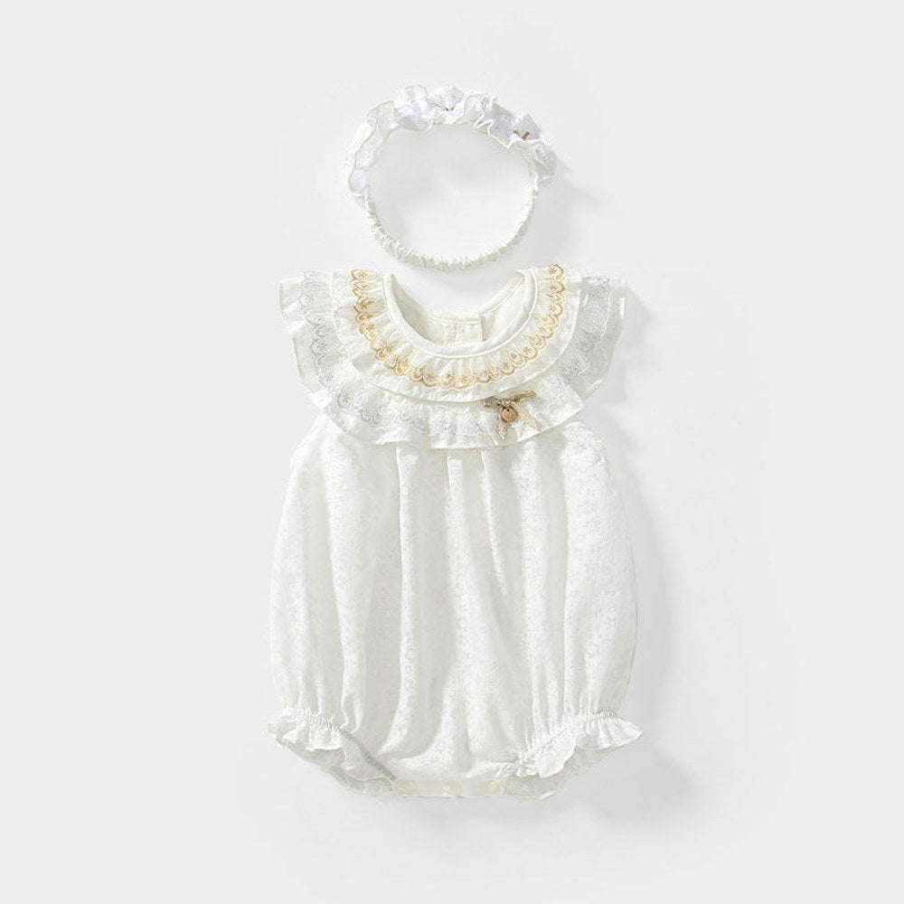 MyKids-USA® Baby Girls Sleeveless Simple Embroidery Pattern bodysuit