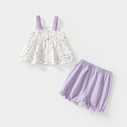 MyKids-USA® Baby Kids Hearts Pattern Sleeveless Top Vest and Shorts Clothing Set for Girls