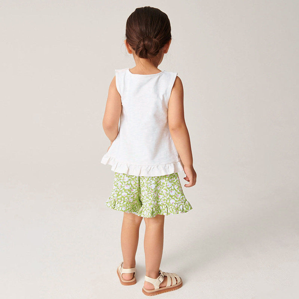 MyKids-USA® Baby Kids Flower Pattern Vest and Green Shorts Clothing Set for Girls