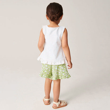 MyKids-USA® Baby Kids Flower Pattern Vest and Green Shorts Clothing Set for Girls