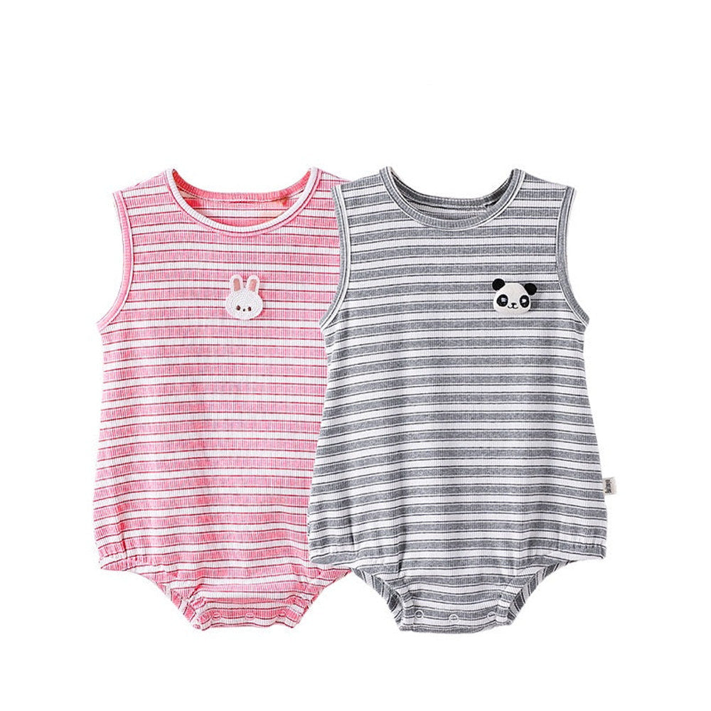 MyKids-USA® Baby Cute Striped Sleeveless Rabbit Cartoon Design bodysuit