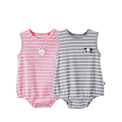 MyKids-USA® Baby Cute Striped Sleeveless Rabbit Cartoon Design bodysuit