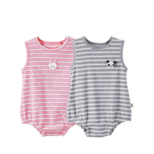 MyKids-USA® Baby Cute Striped Sleeveless Rabbit Cartoon Design bodysuit
