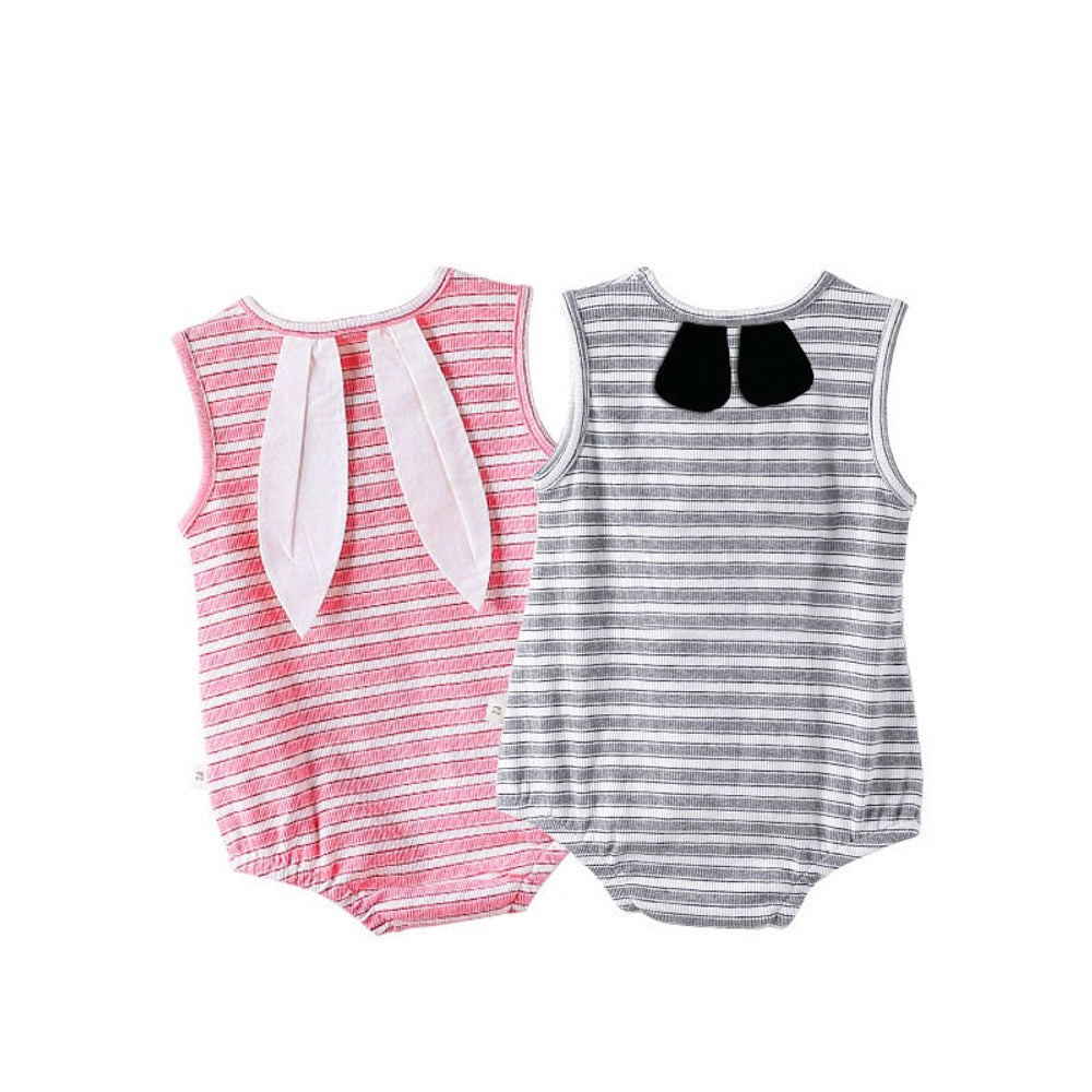 MyKids-USA® Baby Cute Striped Sleeveless Rabbit Cartoon Design bodysuit
