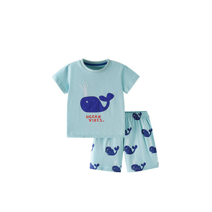MyKids-USA® Baby Kids Whales Cartoon Pattern T-shirt and Shorts Clothing Set for Boys