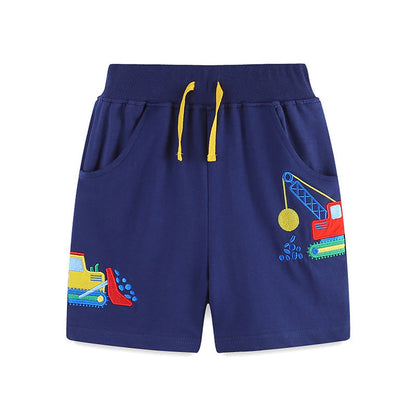MyKids-USA® Kids Boys Cotton Casual Style Cartoon Embroidered Shorts