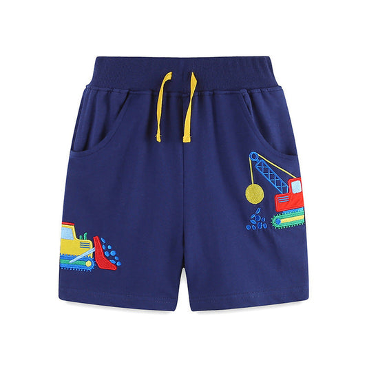 MyKids-USA® Kids Boys Cotton Casual Style Cartoon Embroidered Shorts