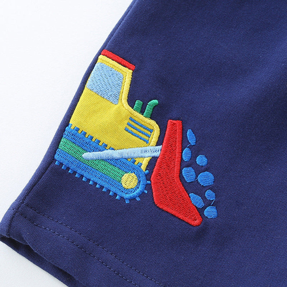 MyKids-USA® Kids Boys Cotton Casual Style Cartoon Embroidered Shorts