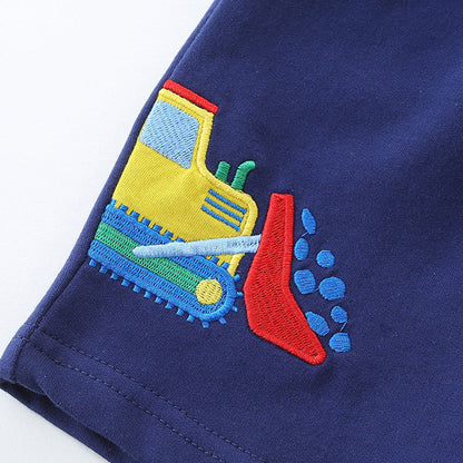 MyKids-USA® Kids Boys Cotton Casual Style Cartoon Embroidered Shorts