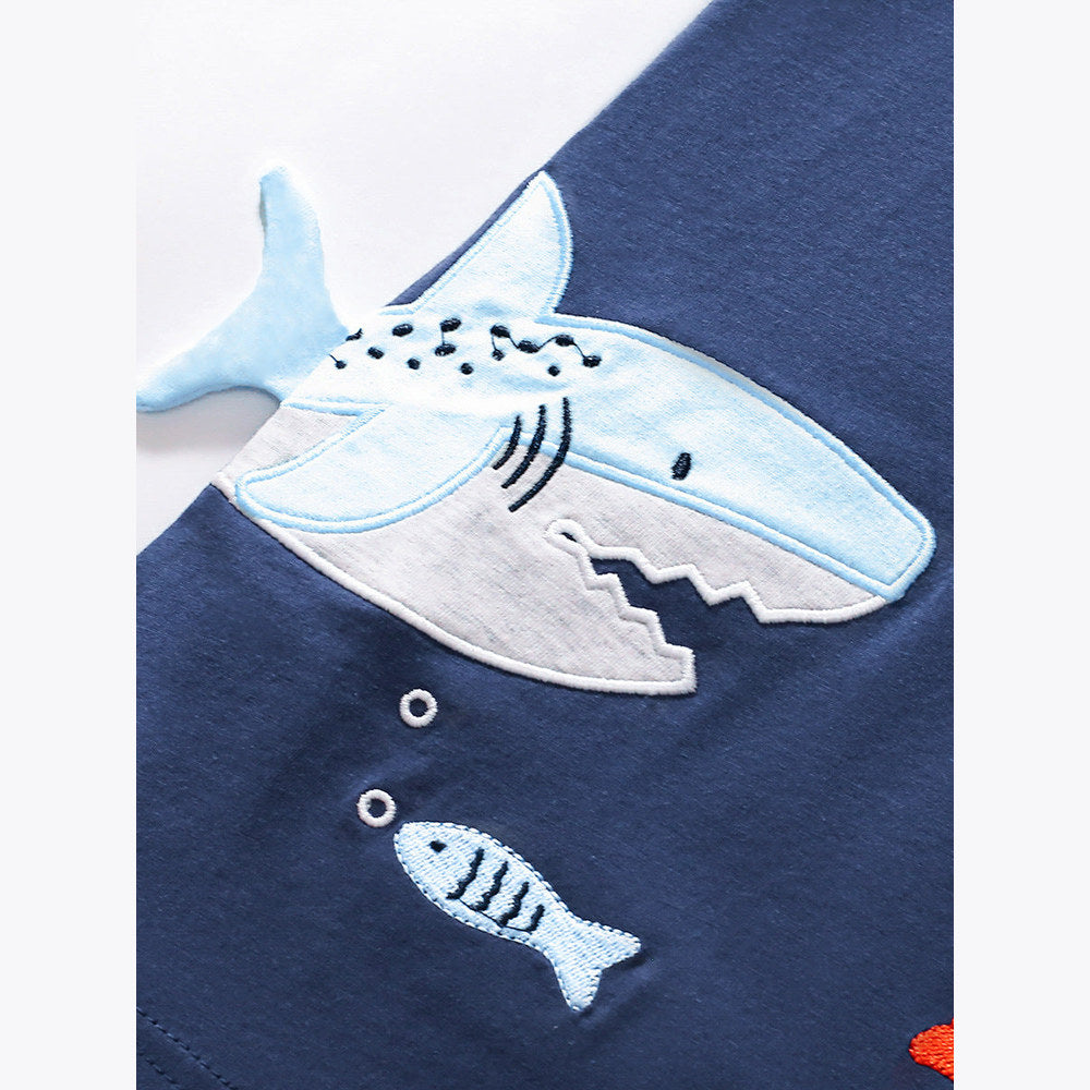 MyKids-USA® Boys’ Cartoon Sharks Pattern T-shirt in European and American Style