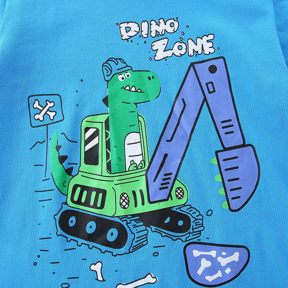 MyKids-USA® Boys’ Engineering Car Cartoon Pattern T-shirt in European and American Style