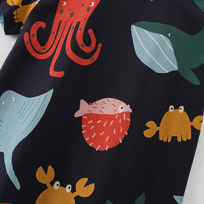 MyKids-USA® Baby Kids Marine Animals Cartoon Pattern T-shirt and Shorts Clothing Set for Boys