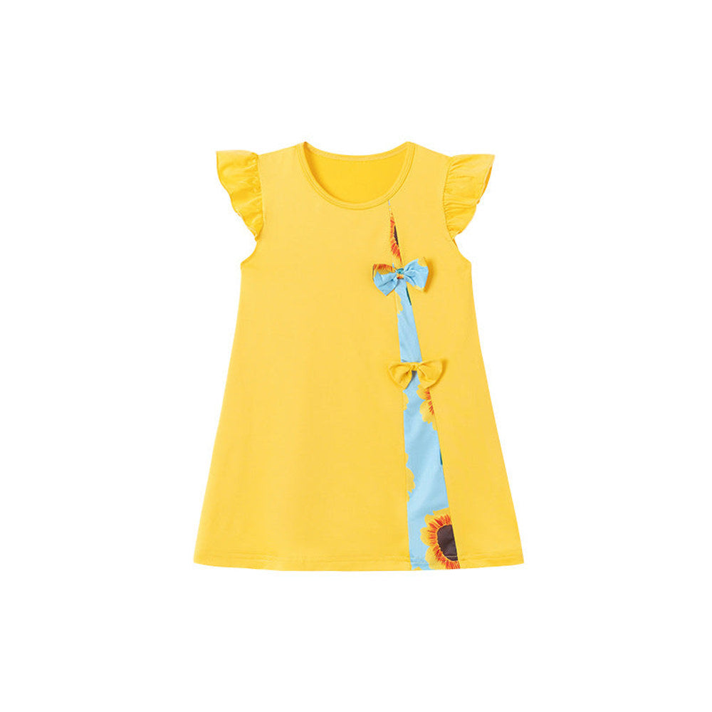 MyKids-USA® Butterfly-bows Decorated Fly Sleeves Dress for Stylish Girls