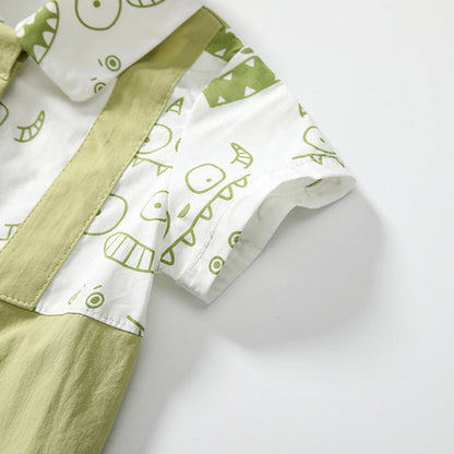 MyKids-USA® Baby Boys Short Sleeves Cute Overalls Pattern Rompers