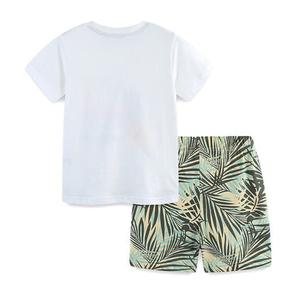 MyKids-USA® Baby Kids Jungle Animals Cartoon Pattern T-shirt and Shorts Clothing Set for Boys