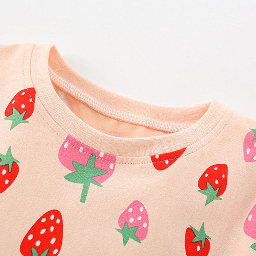 MyKids-USA® Strawberry Fruits Pattern Short Sleeves Dress for Stylish Girls