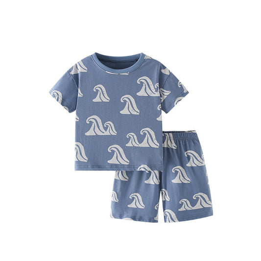 MyKids-USA® Baby Kids Waves Pattern T-shirt and Shorts Clothing Set for Boys