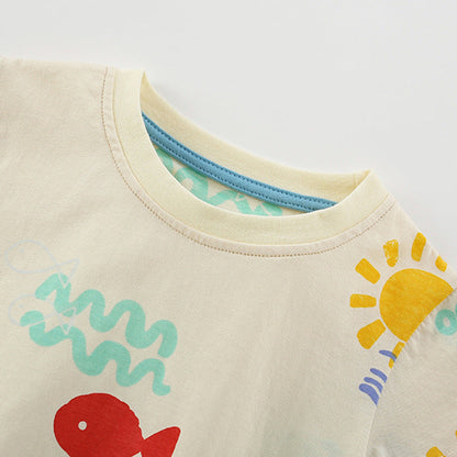 MyKids-USA® Baby Kids Fish Pattern T-shirt and Shorts Clothing Set for Boys