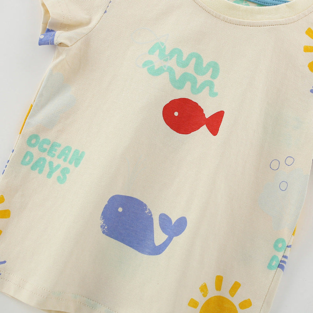 MyKids-USA® Baby Kids Fish Pattern T-shirt and Shorts Clothing Set for Boys