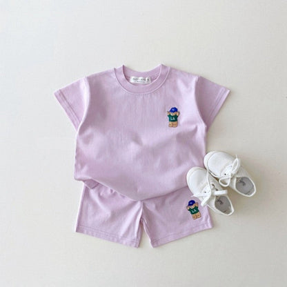 MyKids-USA® Baby Kids Teddy Bear Pattern T-shirt and Shorts Clothing Set