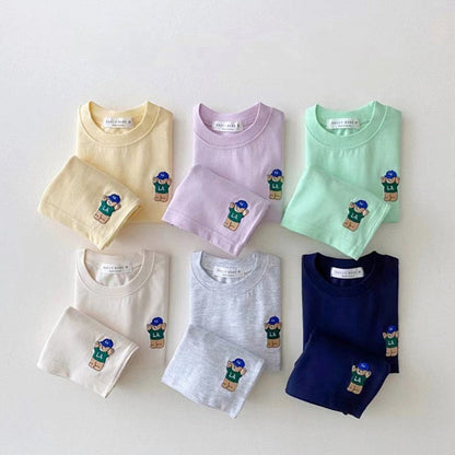 MyKids-USA® Baby Kids Teddy Bear Pattern T-shirt and Shorts Clothing Set