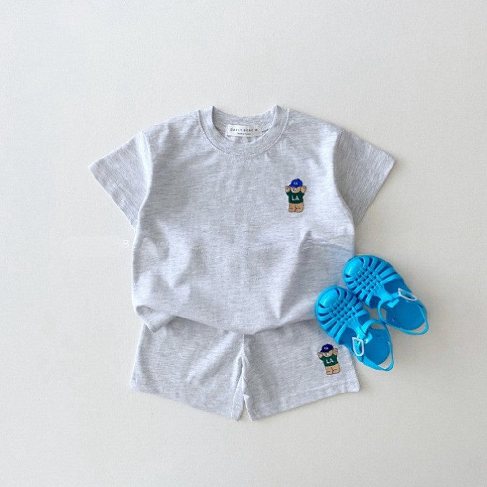 MyKids-USA® Baby Kids Teddy Bear Pattern T-shirt and Shorts Clothing Set