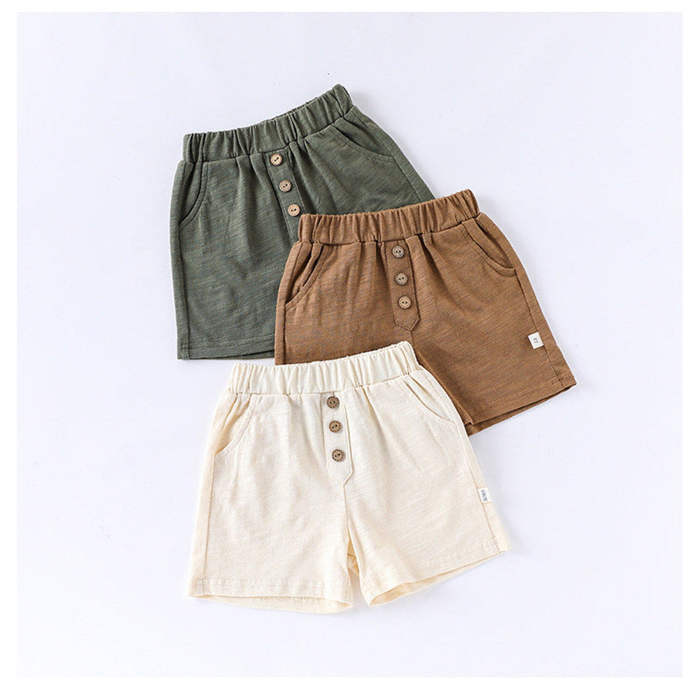 MyKids-USA® Kids Unisex Cotton Casual Style Solid Color Shorts