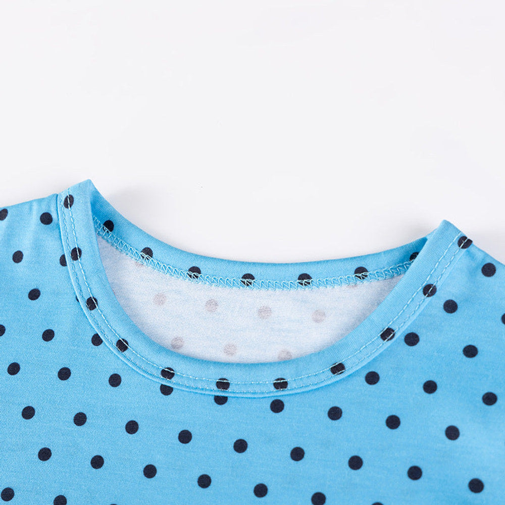 MyKids-USA® Cartoon Cat and Dots Pattern Short Sleeves Dress for Stylish Girls