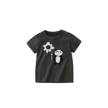 MyKids-USA® Boys’ Cartoon Panda Pattern T-shirt in European and American Style