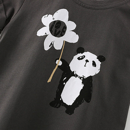MyKids-USA® Boys’ Cartoon Panda Pattern T-shirt in European and American Style