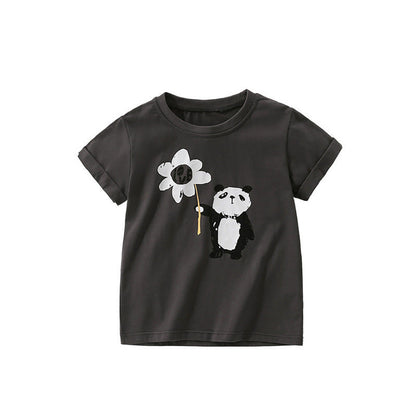MyKids-USA® Boys’ Cartoon Panda Pattern T-shirt in European and American Style