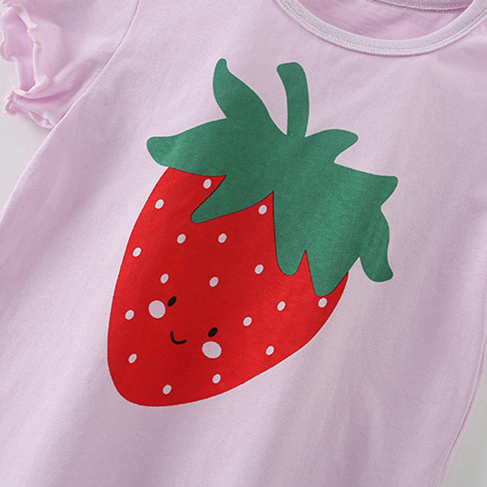 MyKids-USA® Baby Kids Strawberry Cartoon Pattern T-shirt and Shorts Clothing Set for Girls