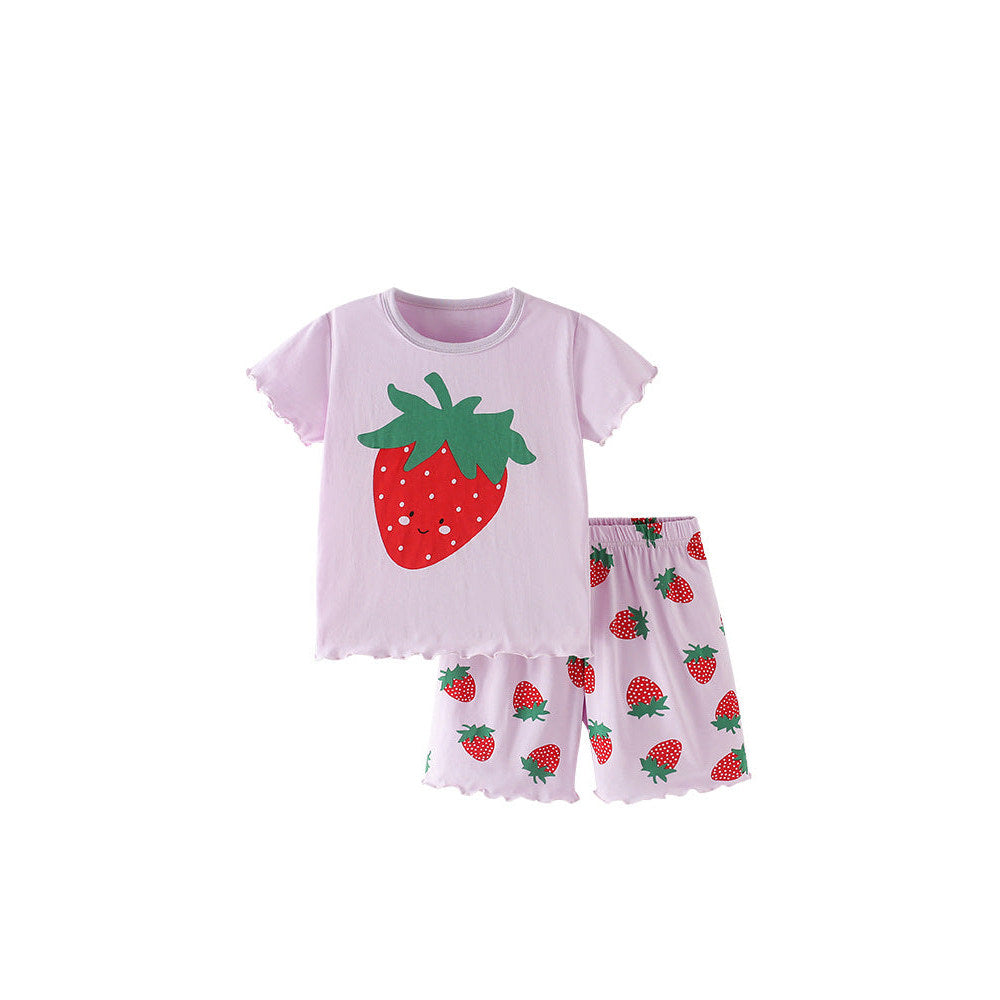 MyKids-USA® Baby Kids Strawberry Cartoon Pattern T-shirt and Shorts Clothing Set for Girls