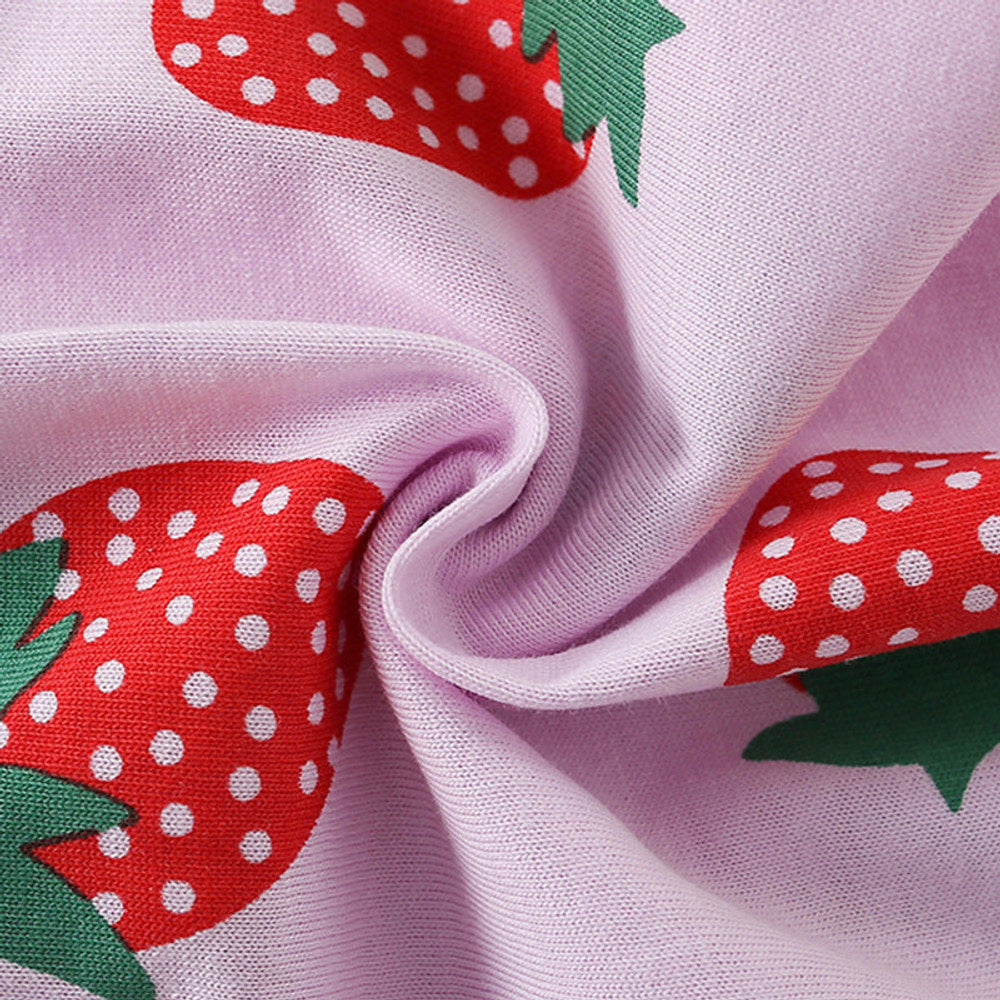 MyKids-USA® Baby Kids Strawberry Cartoon Pattern T-shirt and Shorts Clothing Set for Girls