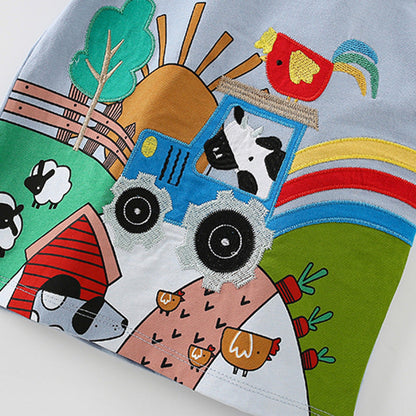 MyKids-USA® Boys’ Cartoon Animals and Farm Pattern T-shirt in European and American Style
