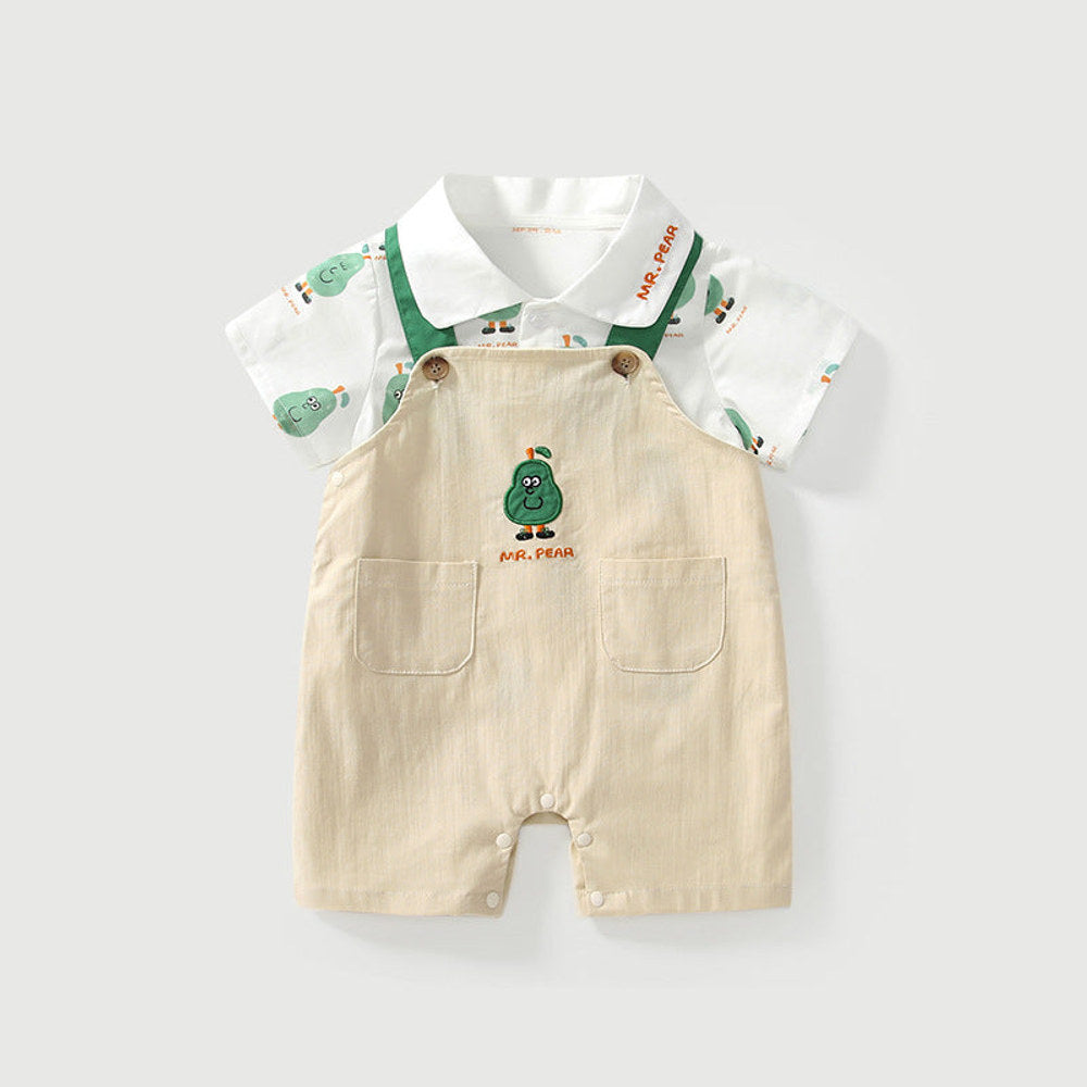 MyKids-USA® Baby Kids Cartoon Fruits Pattern Short Sleeves Top Shirt and Overalls Clothing Set