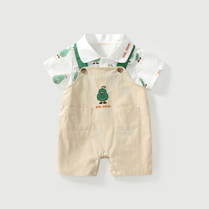 MyKids-USA® Baby Kids Cartoon Fruits Pattern Short Sleeves Top Shirt and Overalls Clothing Set