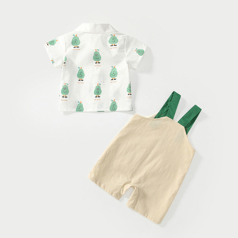 MyKids-USA® Baby Kids Cartoon Fruits Pattern Short Sleeves Top Shirt and Overalls Clothing Set