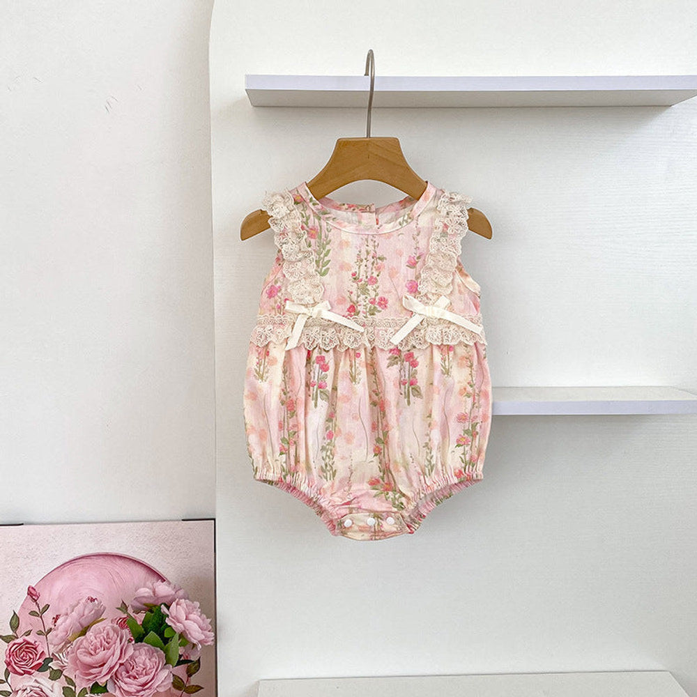 MyKids-USA® Girls Cute Flowers Pattern Sleeveless bodysuit or Dress – Princess Sister Matching
