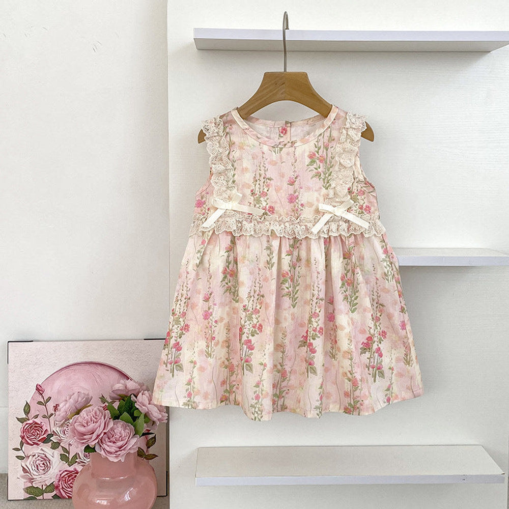 MyKids-USA® Girls Cute Flowers Pattern Sleeveless bodysuit or Dress – Princess Sister Matching