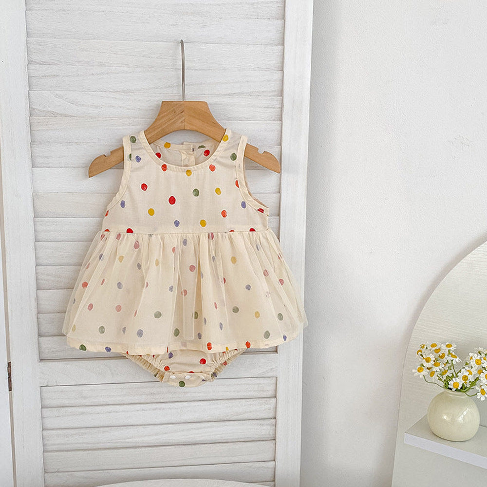 MyKids-USA® Baby Kids Polka Dots Pattern Sleeveless Top and Shorts Clothing Set or bodysuit for Girls