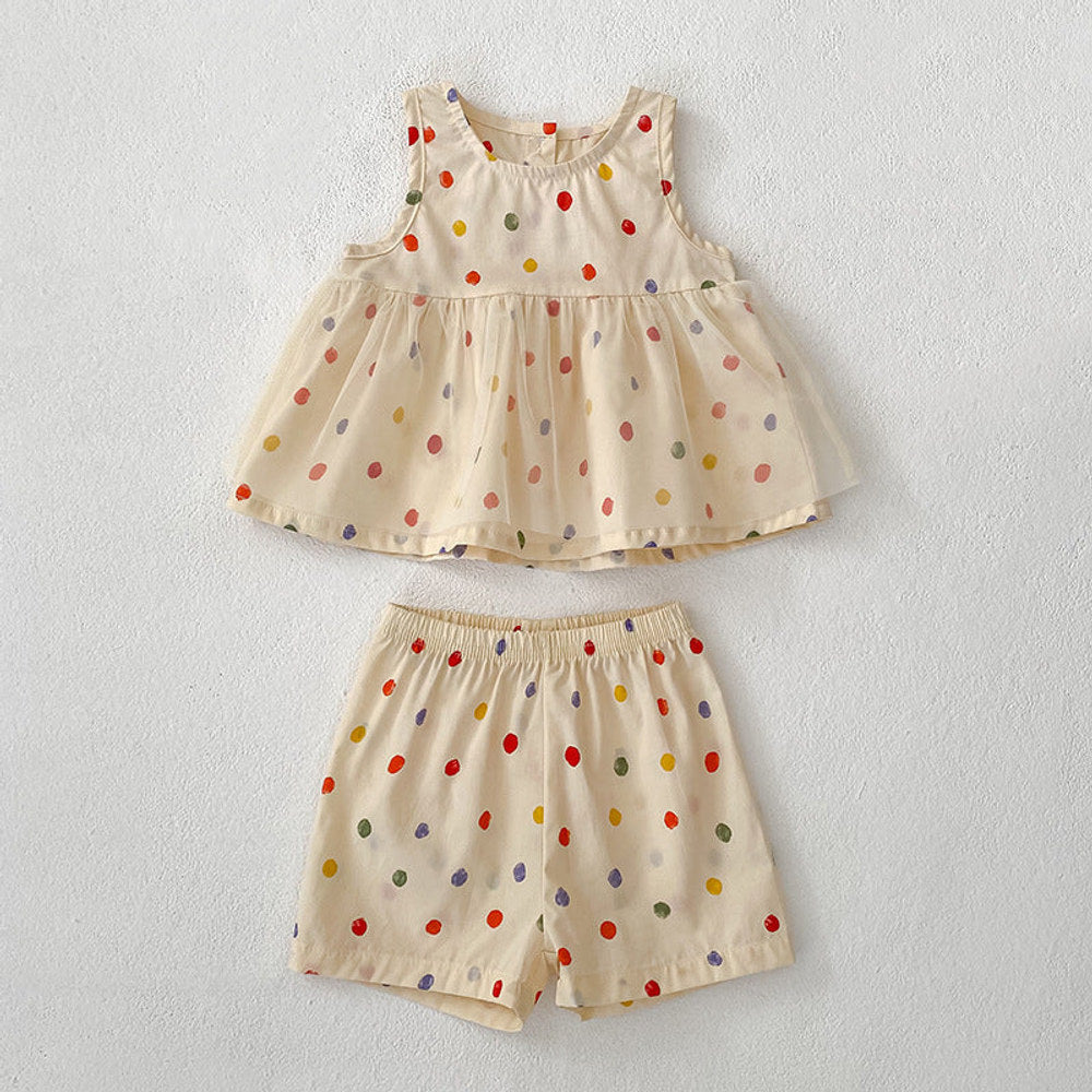 MyKids-USA® Baby Kids Polka Dots Pattern Sleeveless Top and Shorts Clothing Set or bodysuit for Girls