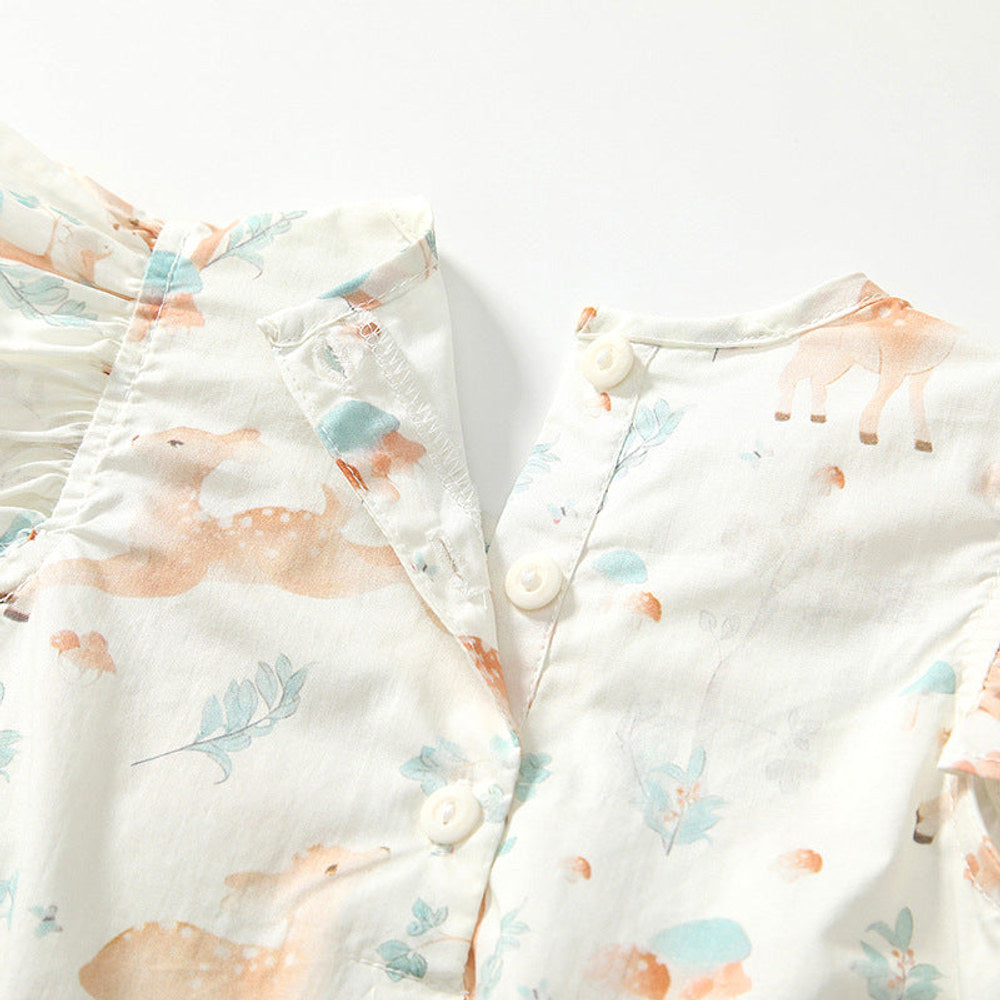 MyKids-USA® Baby Girls Cute Animals and Floral Pattern Fly Sleeves bodysuit